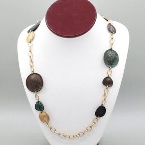 St Thomas Signed Womens Gold Tone Metal Statement Chunky Necklace 30 in